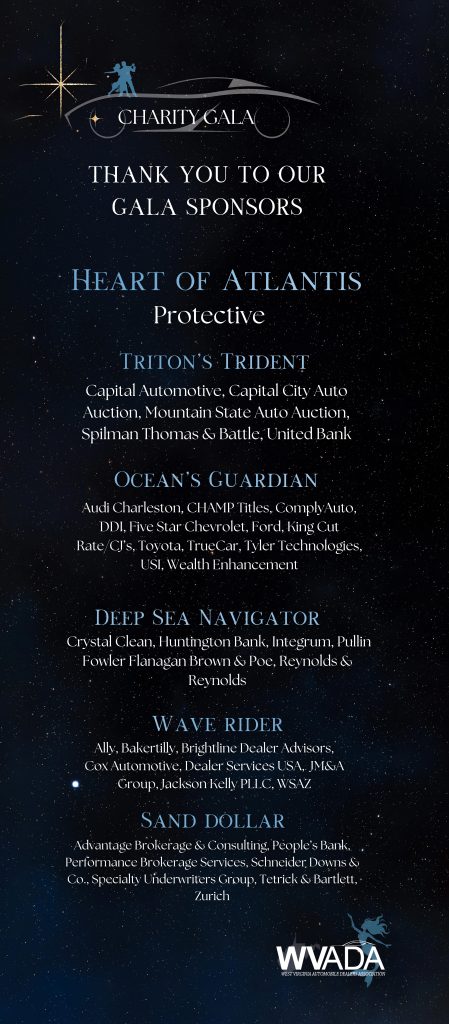 Gala Sponsor List. 6 Levels of sponsors were recognized.